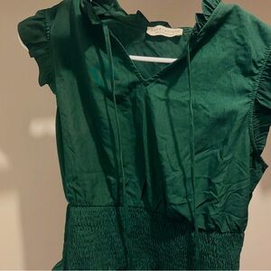 Paper Crane Emerald Ruffle Dress
